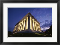 Framed Low angle view of the Lincoln Memorial lit up at night, Washington D.C., USA