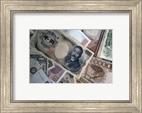 Framed Heap of US and Foreign Currency notes