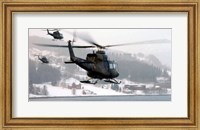 Framed Norwegian military Bell 412SP helicopters