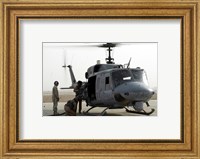 Framed US Marine Corps UH-1N Huey helicopter