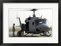 Framed US Marine Corps UH-1N Huey helicopter