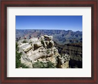 Framed High angle view of tourists at an observation point, Grand Canyon National Park, Arizona, USA