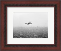 Framed USA, New York State, New York City, Helicopter over city