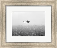 Framed USA, New York State, New York City, Helicopter over city