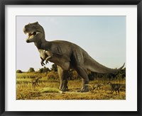 Framed Tyrannosaur Stealing The Kill Thescelosaur From Dromeosaurs
