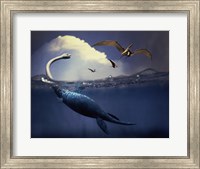 Framed Plesiosaurus and Flying Pteranodons