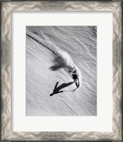 Framed High angle view of a man skiing downhill