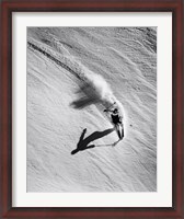 Framed High angle view of a man skiing downhill