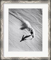 Framed High angle view of a man skiing downhill