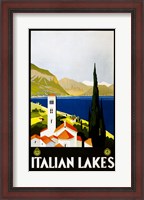 Framed Italian Lakes, travel poster, 1930