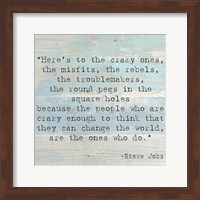 Framed Here's to the Crazy Ones, Steve Jobs Quote