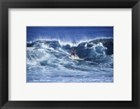 Framed Man Surfing off of the Coast of Hawaii