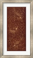 Framed Katagami stencil with fish