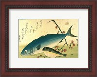 Framed Hiroshige A Shoal of Fishes Fugu Yellowtail