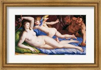 Framed Bronzino Venus, Cupido and Satyr