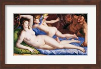 Framed Bronzino Venus, Cupido and Satyr