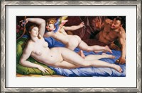 Framed Bronzino Venus, Cupido and Satyr