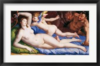 Framed Bronzino Venus, Cupido and Satyr