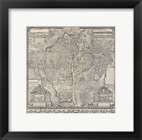 Framed 1652 Gomboust Map of Paris, France