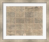 Framed 1739 Bretez - Turgot View and Map of Paris, France