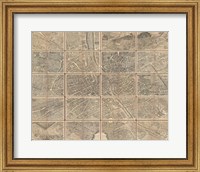Framed 1739 Bretez - Turgot View and Map of Paris, France