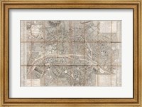 Framed 1797 Jean Map of Paris and the Faubourgs, France
