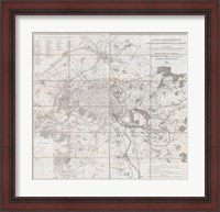 Framed 1852 Andriveau Goujon Map of Paris and Environs, France