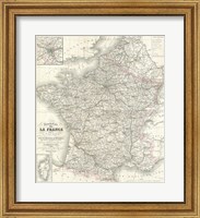 Framed 1852 Levasseur Map of France