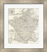 Framed 1852 Levasseur Map of France