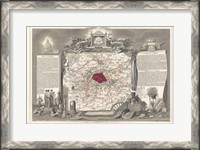 Framed 1852 Levasseur Map of the Department de la Seine