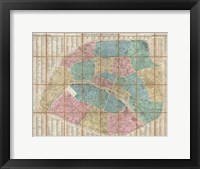 Framed 1867 Logerot Map of Paris, France