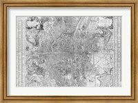 Framed Jaillot map of Paris 1762