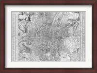 Framed Jaillot map of Paris 1762