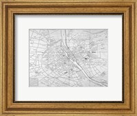 Framed Paris map circe 1739