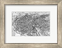 Framed Paris bird's eye view 17th century