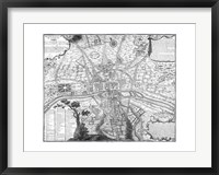 Framed Plan de Paris - black and white
