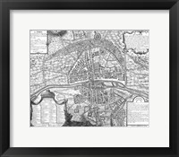 Framed Plan de Paris - black and white map