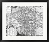 Framed Plan de Paris - black and white map