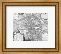Framed Plan de Paris - black and white map