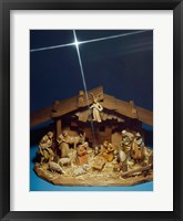 Framed Close-up of figurines depicting a nativity scene