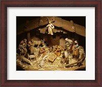 Framed Close-up of figurines depicting a nativity scene