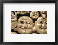 Framed Close-up of Faces of Laughing Buddha, Vietnam