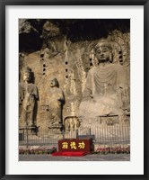 Framed Buddha Statue in a Cave, Longmen Caves, Luoyang, China Vertical