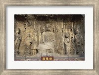 Framed Buddha Statue in a Cave, Longmen Caves, Luoyang, China