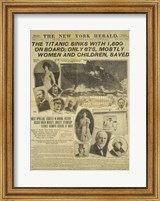 Framed New York Herald front page about the Titanic Disaster