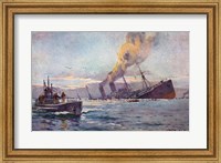 Framed U-boat Sinking a Troop Transport Ship
