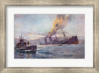 Framed U-boat Sinking a Troop Transport Ship