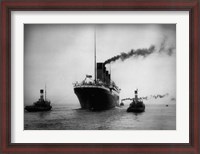 Framed Titanic with Tugboats