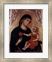 Framed Madonna Holding Rose with Child
