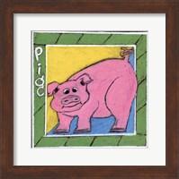 Framed Whimsical Pig
